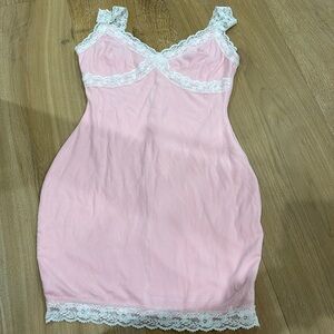 Superdown pink lace body sculpt dress
